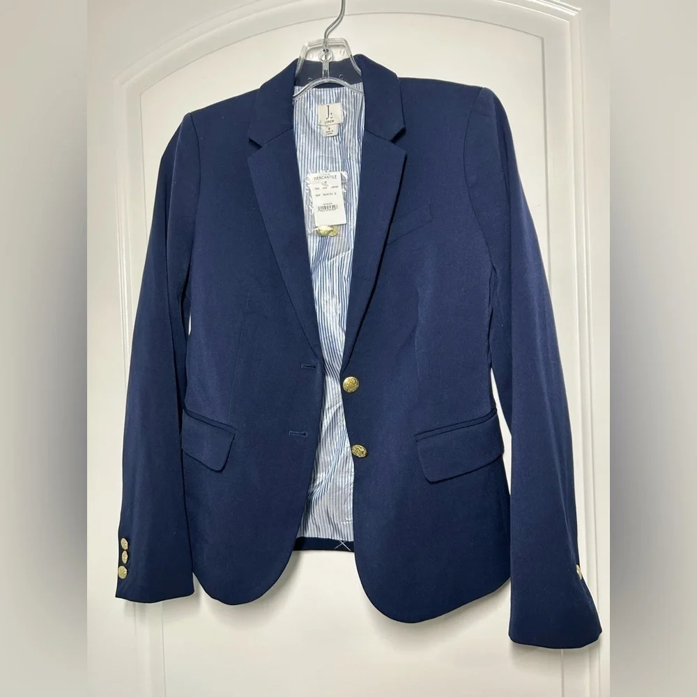 J. Crew Original schoolboy Navy blazer gold button size 2 NWT preppy academia